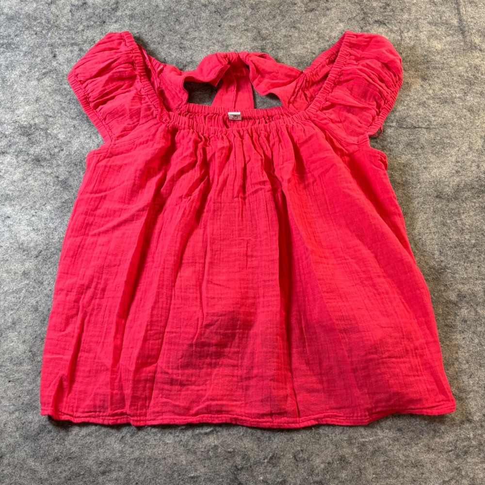 Old Navy Pink Cotton Gauze Tie Back Ruffle Cap Sleeve Top XL